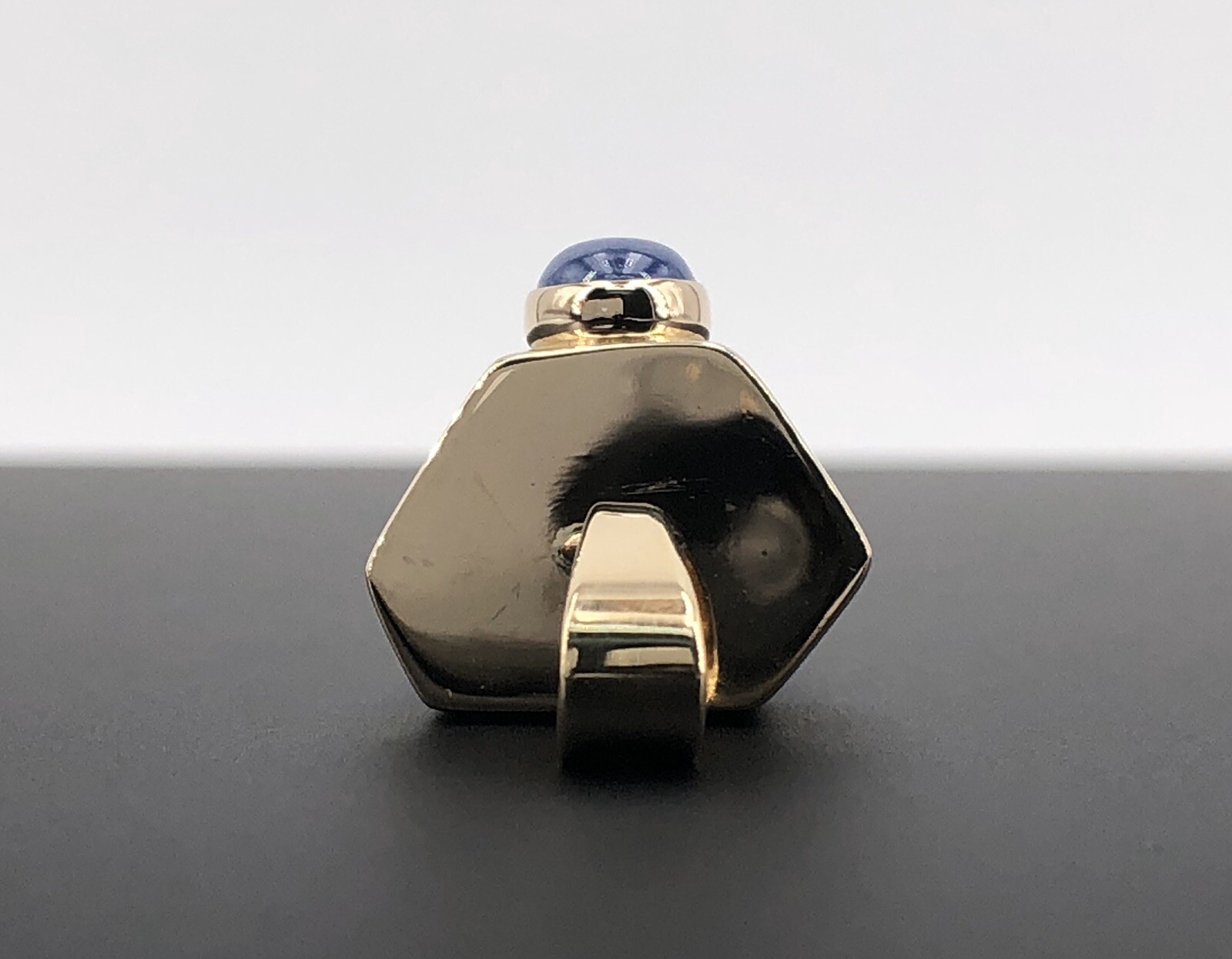 Unique 14k Gold Natural Quartz Point & Sapphire Pendant, 2.4″, New