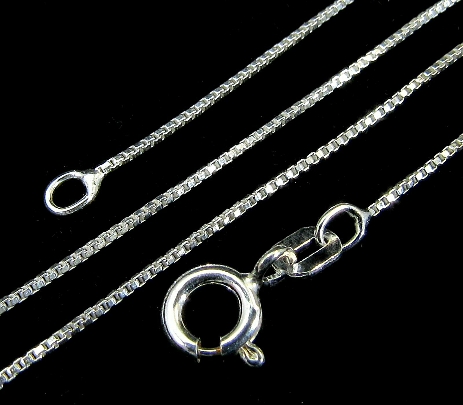 .7MM Solid 925 Sterling Silver Dainty Venetian BOX CHAIN Necklace Made In Italy