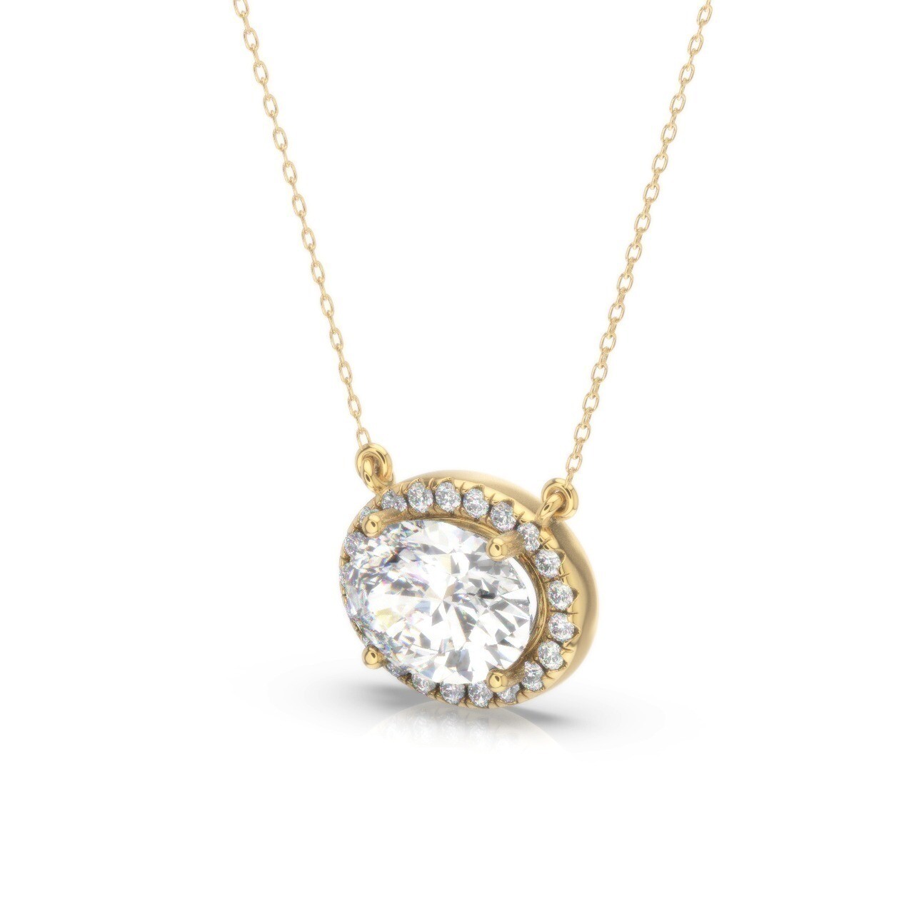 IGI Diamond Pendant IF D Oval 1.65 Carat Lab Created 14k White Gold Eye Clean