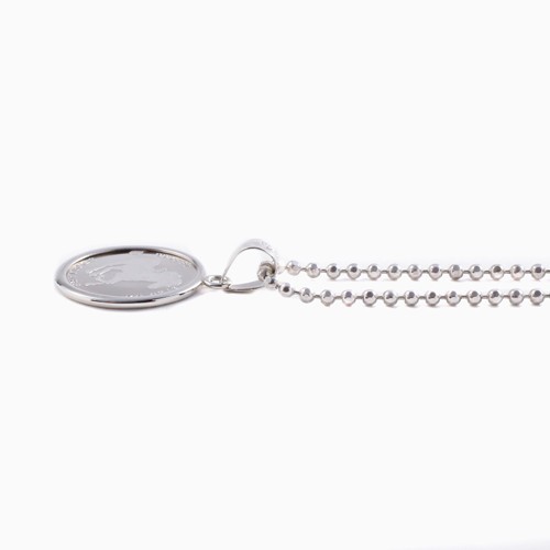 Pt999 Solid Platinum 1/25oz Tuvalu Horse Coin Pendant SV925 Cut Ball Chain 19.5″