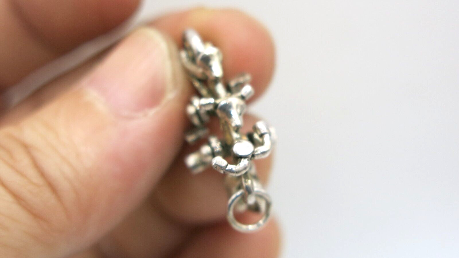 Tiny Vintage Solid 925 Silver Movable Tandem Bicycle Bike Charm Miniature