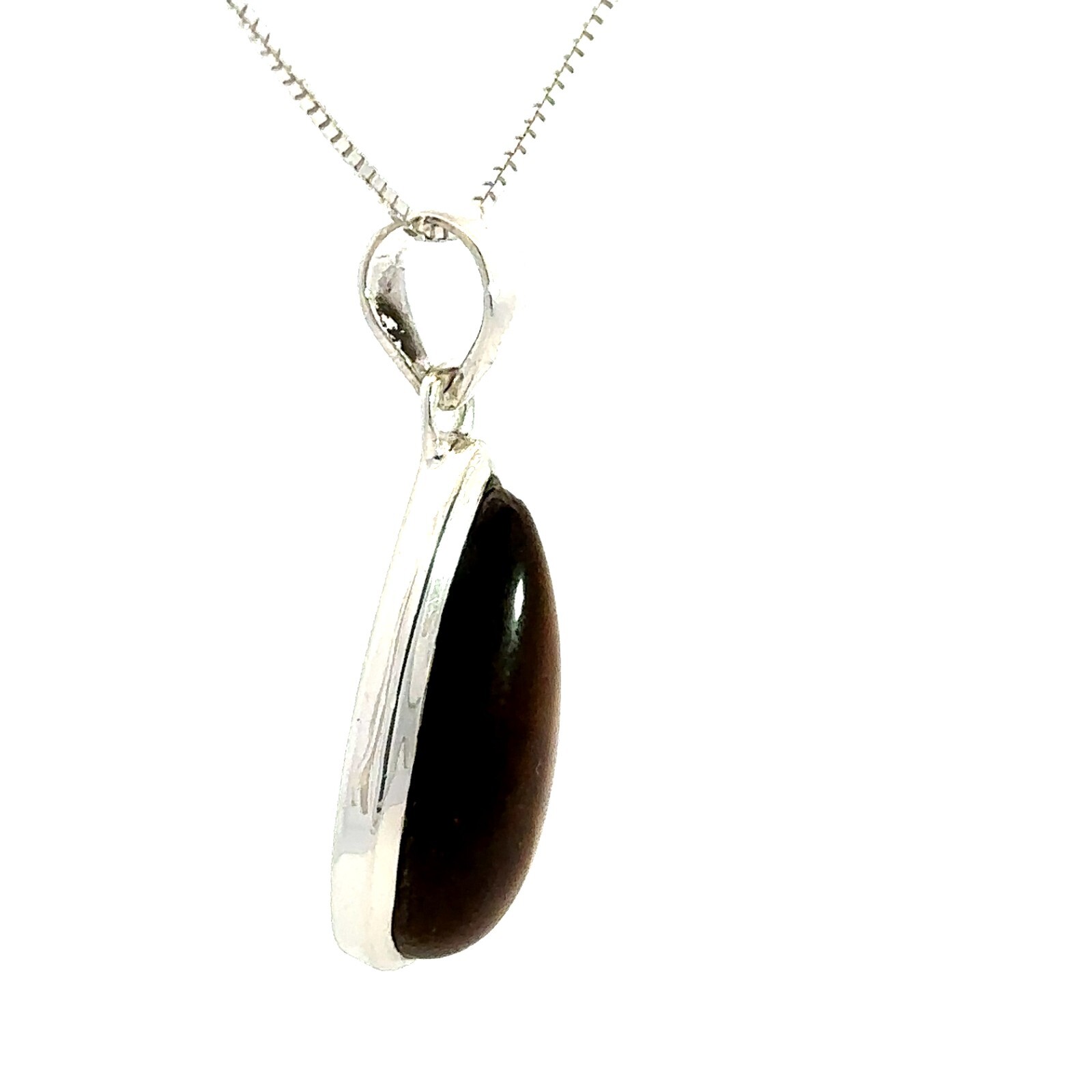 Sterling Silver Tigers Eye Pendant (1/2 x 1 3/8 Inch)