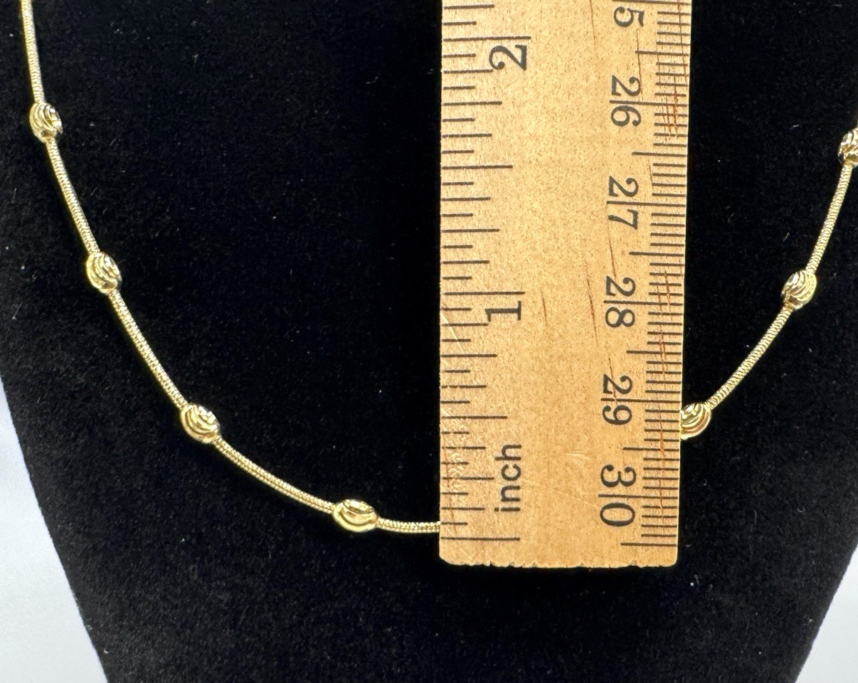 Italian 14K Gold Over Sterling Silver Moon Cut Oval Bead Station Necklace 20 In