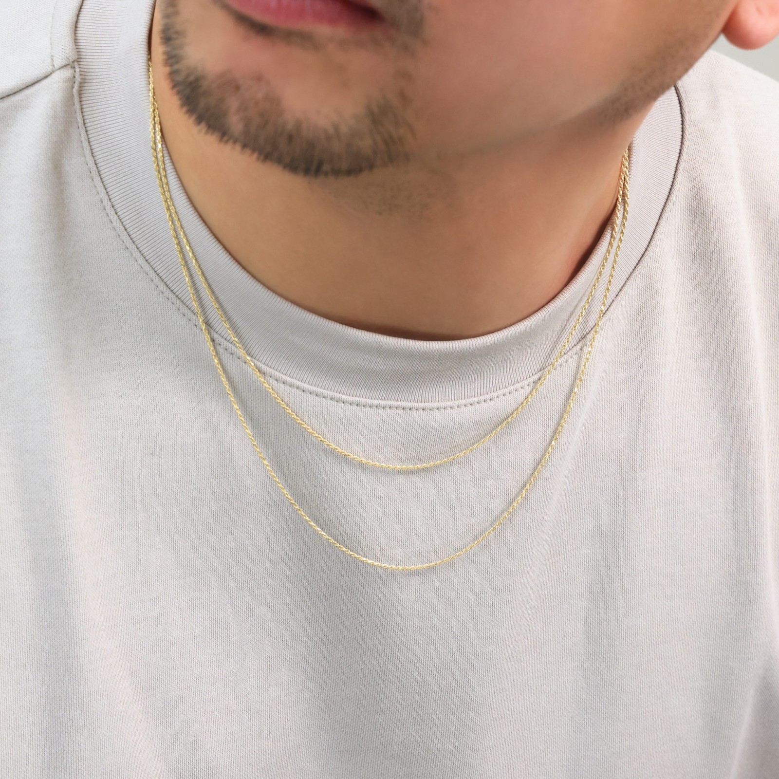 14K Yellow Gold Solid 1mm Diamond Cut Rope Link Chain Pendant Necklace 16″-30″