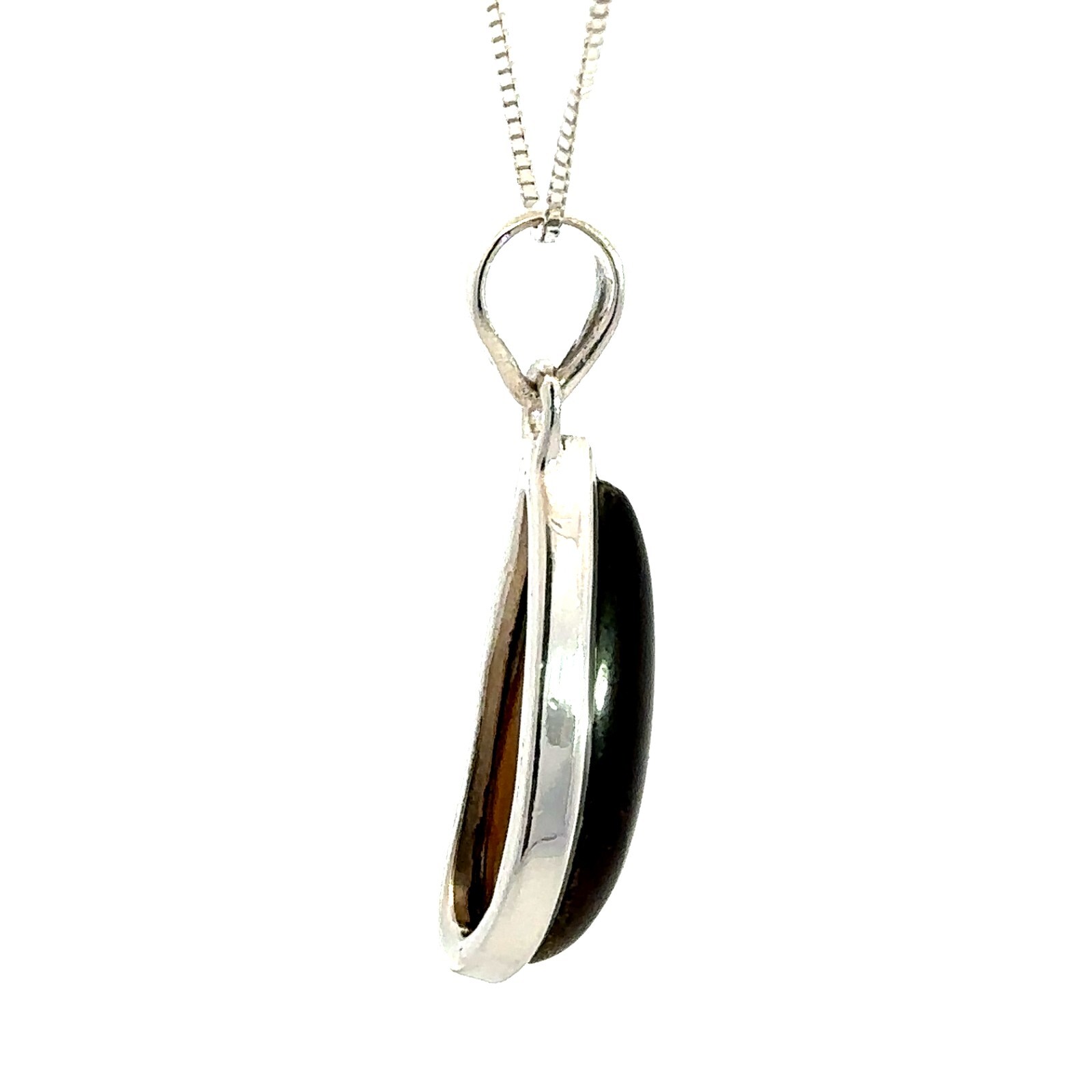 Sterling Silver Tigers Eye Pendant (1/2 x 1 3/8 Inch)