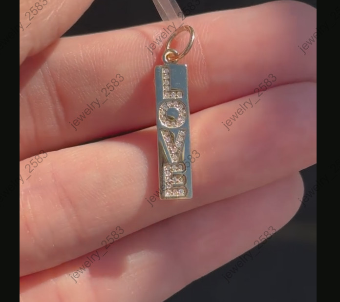 Womens Anniversary Gift For Love Real Moissanite “LOVE” Pendant In Real 925 S