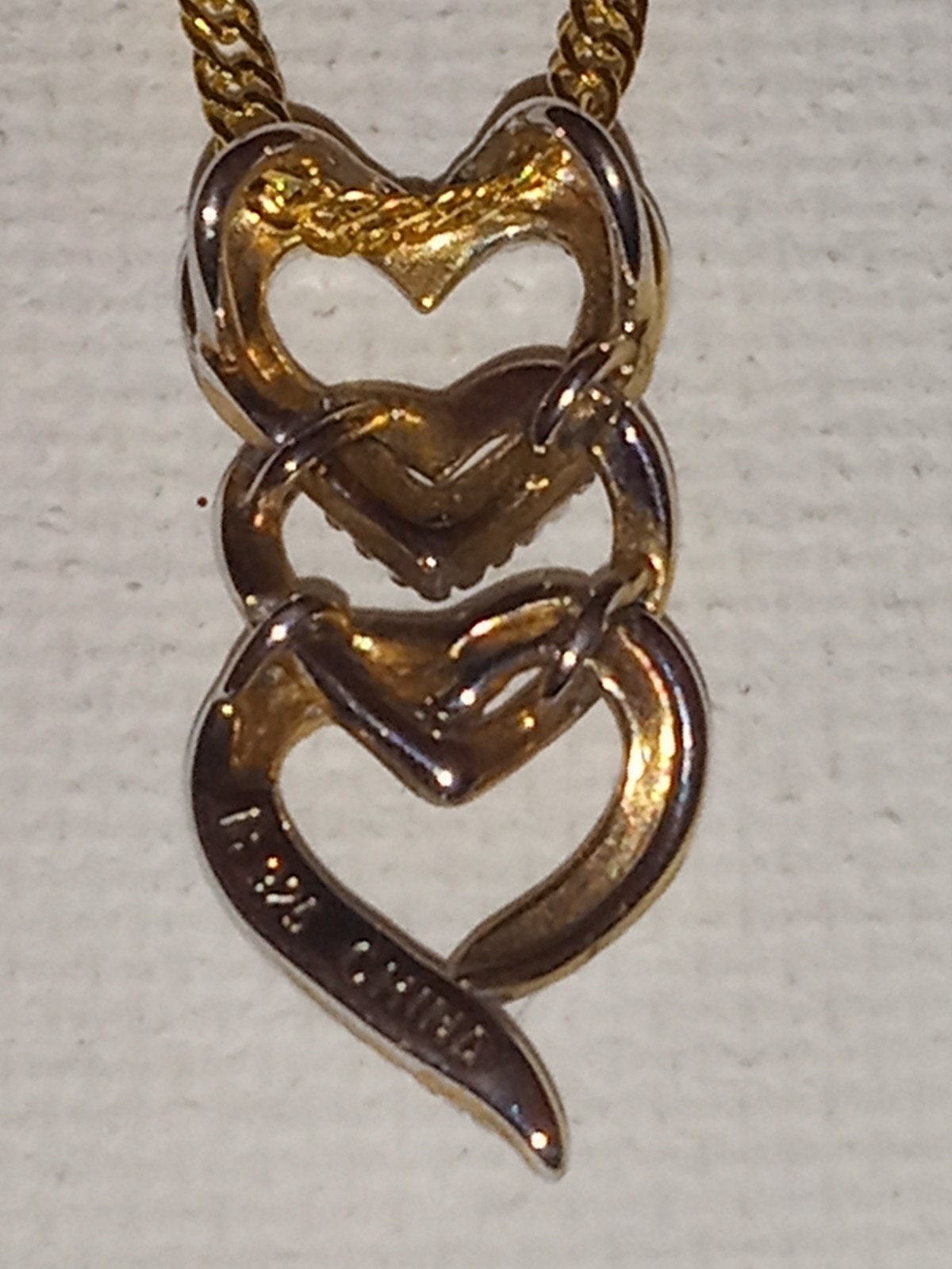 Sterling Silver Triple Interlocking Heart Necklace 18KGP Chain