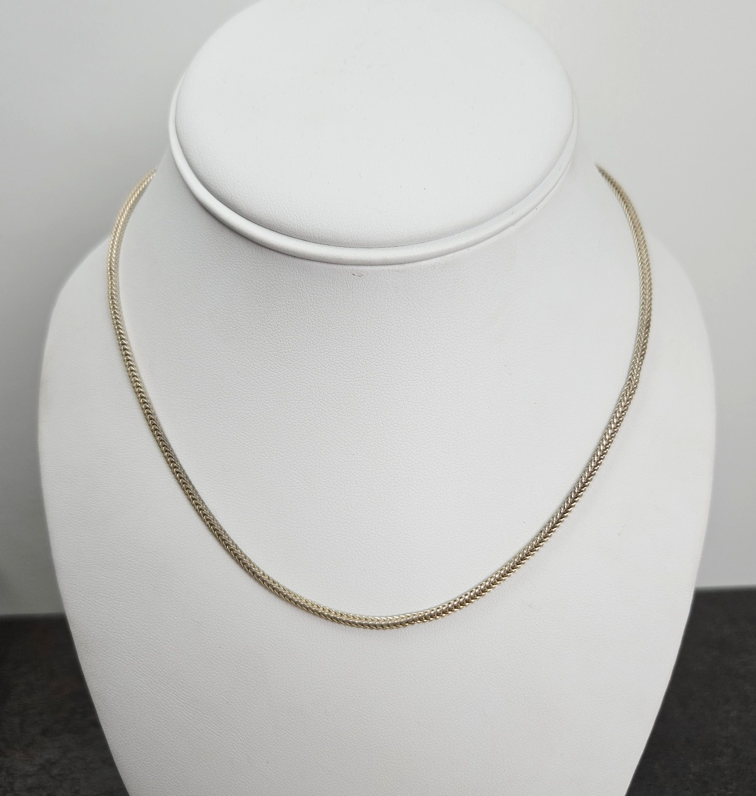 Vintage Sterling Silver 925 Foxtail Necklace 16″ Chain S-Hook Clasp Minimalist