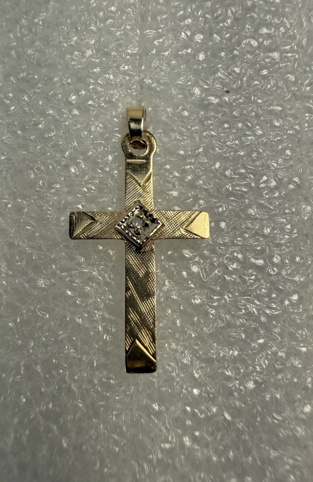 Vintage 14k Yellow & White Gold Cross Pendant
