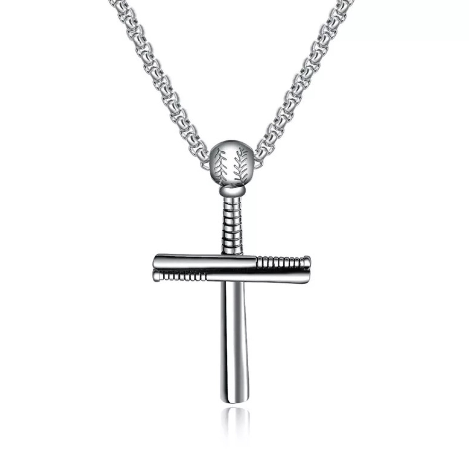 Waterproof Silver Cross Necklace 316L Stainless Steel Unisex 22” Pendant Gift