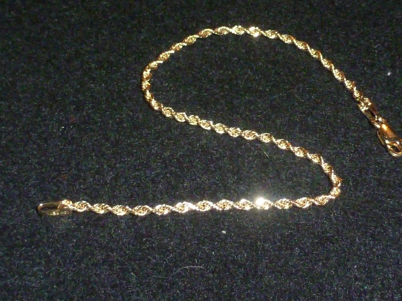 10K SOLID YELLOW GOLD DIAMOND-CUT ROPE TWIST BRACELET – 7″ – PERU – 1.92 GRAMS