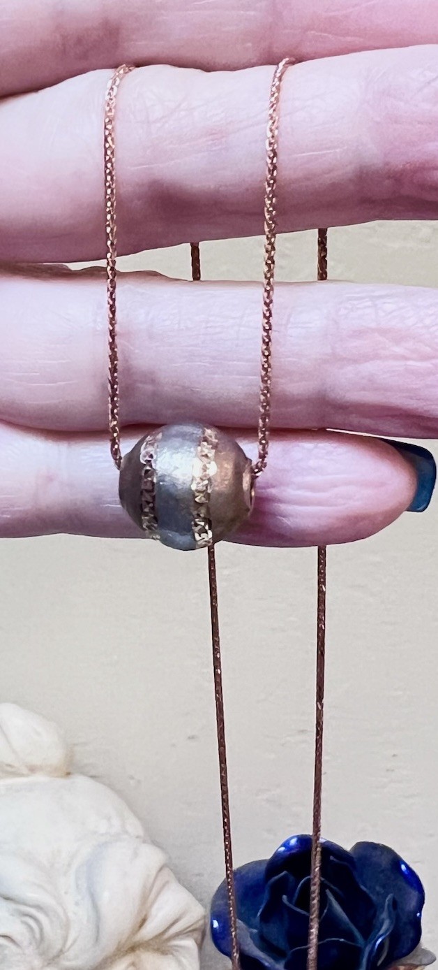 BEAUTIFUL Designer 14 Kt. Rose, Yellow & White Gold Engraved Ball/Bead Necklace