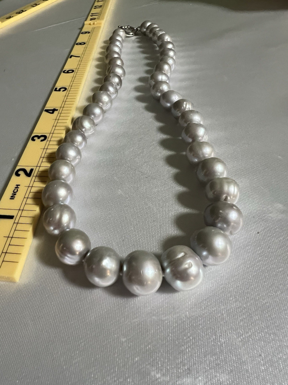 Heavy 100g Vintage OP Grey Pearl Strand Necklace Knotted Sterling Silver 925