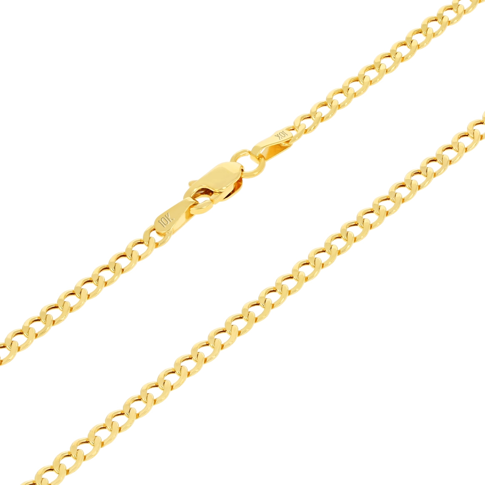10K Yellow Gold 2.5mm Italian Cuban Curb Chain Link Necklace Mens Women 16″- 26″