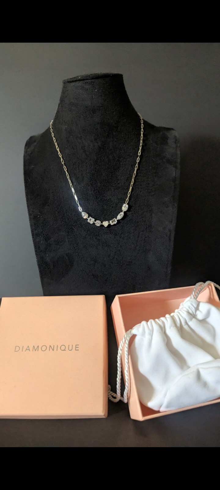 .925 Platinum Claid Multiple Cut CZ Necklace