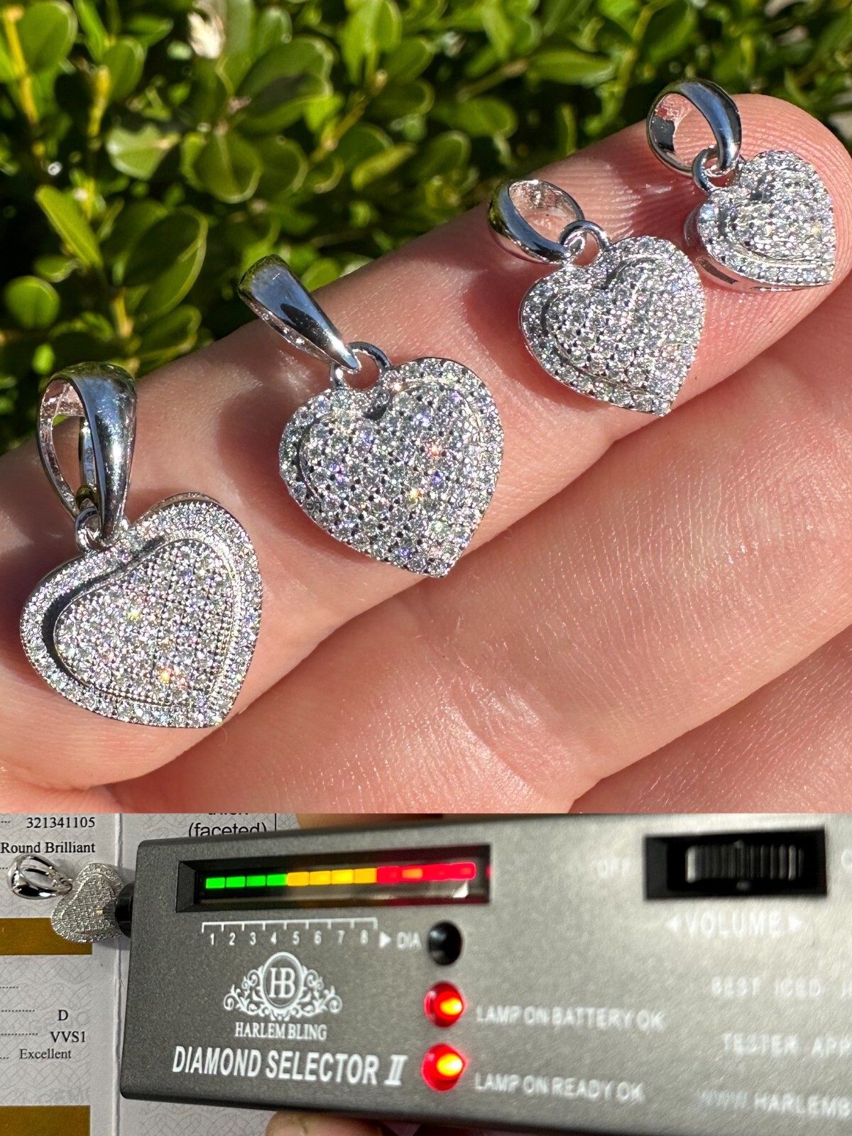 MOISSANITE 925 Silver Iced Small Ladies Heart Shaped Love Pendant Necklace Charm