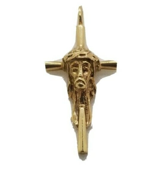 14 KT GOLD RELIGOUS CHARM CROSS JESUS 3.4 GRAMS
