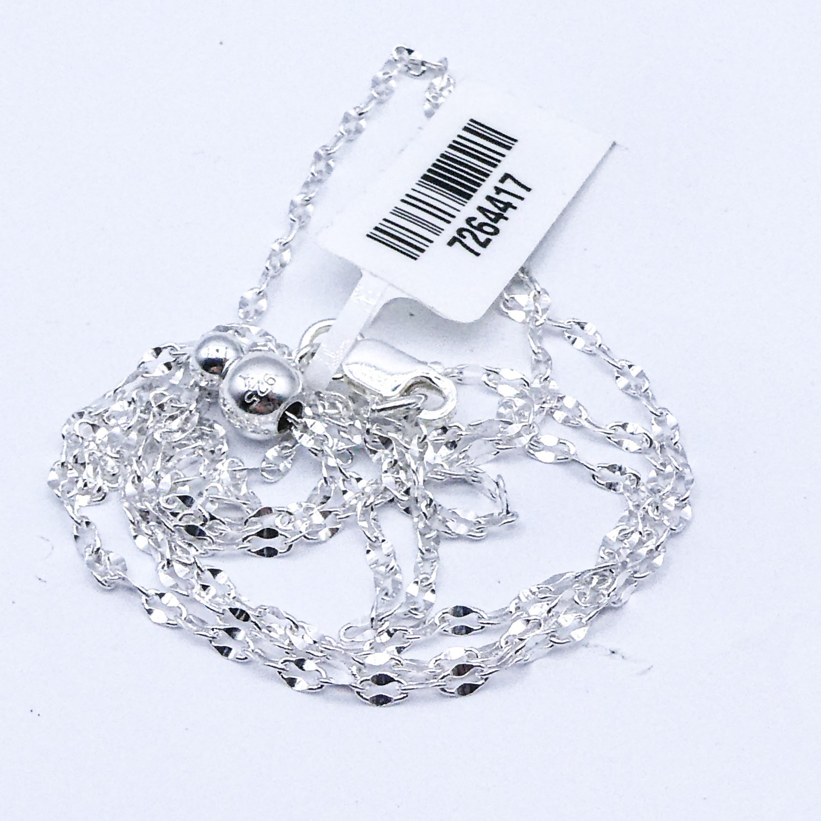 New Sterling Silver Italy Flat Link Adjustable Chain Necklace 23″ Stackable