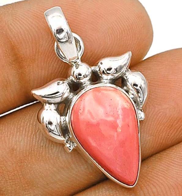 Natural Pink Opal Australia 925 Solid Sterling Silver Pendant