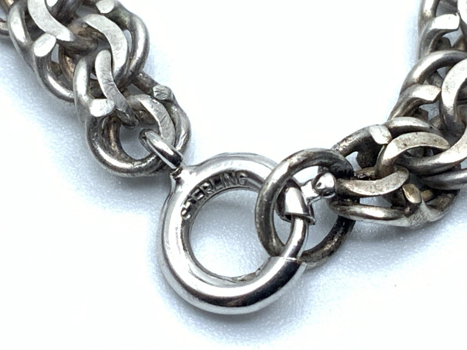 Vintage Old Sterling Silver Double Curb Fancy Link 16” Chain Necklace – 21.8g