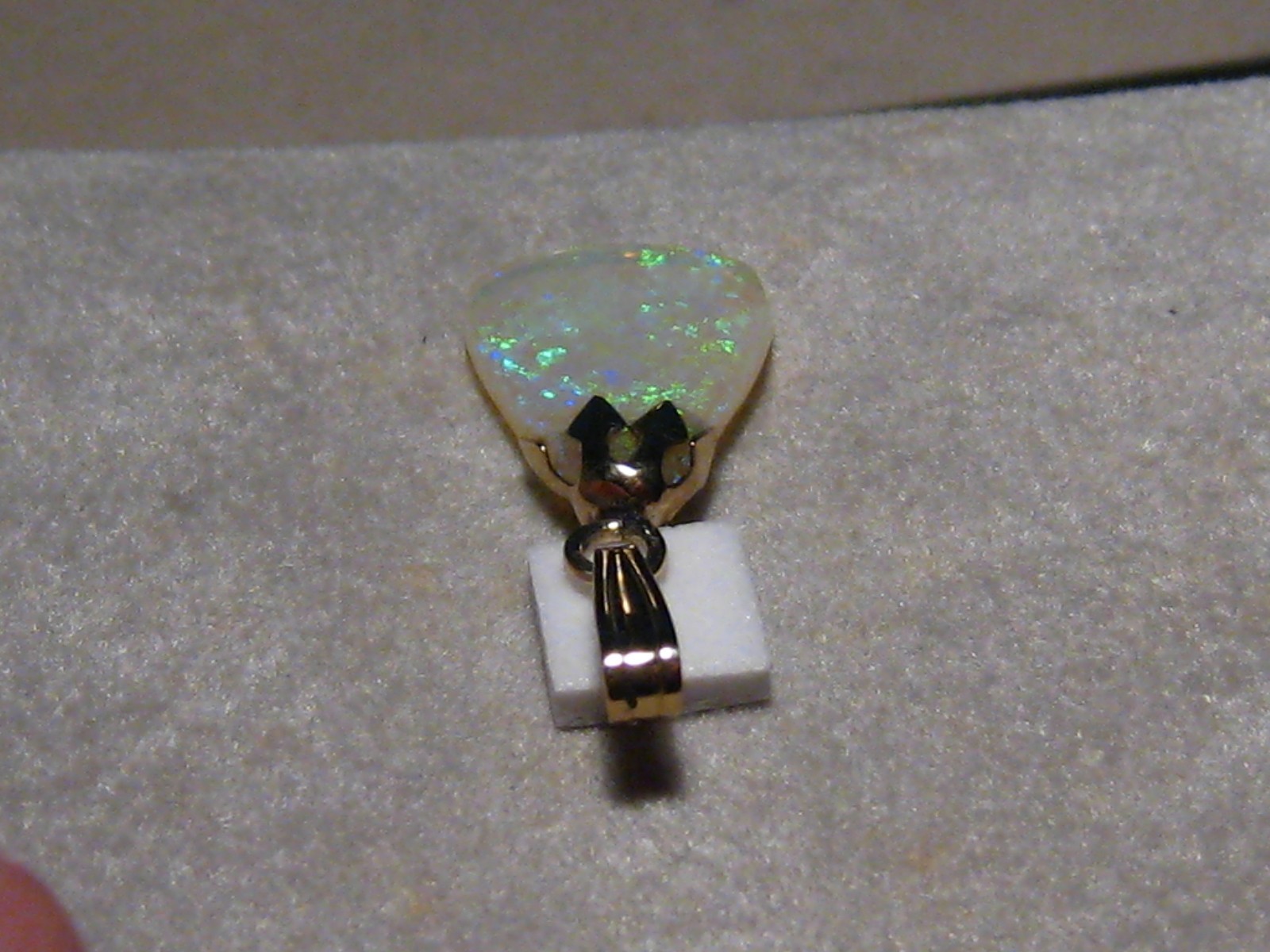 2.5 ct. Neon Green Opal Pendant , Solid 14k Yellow Gold