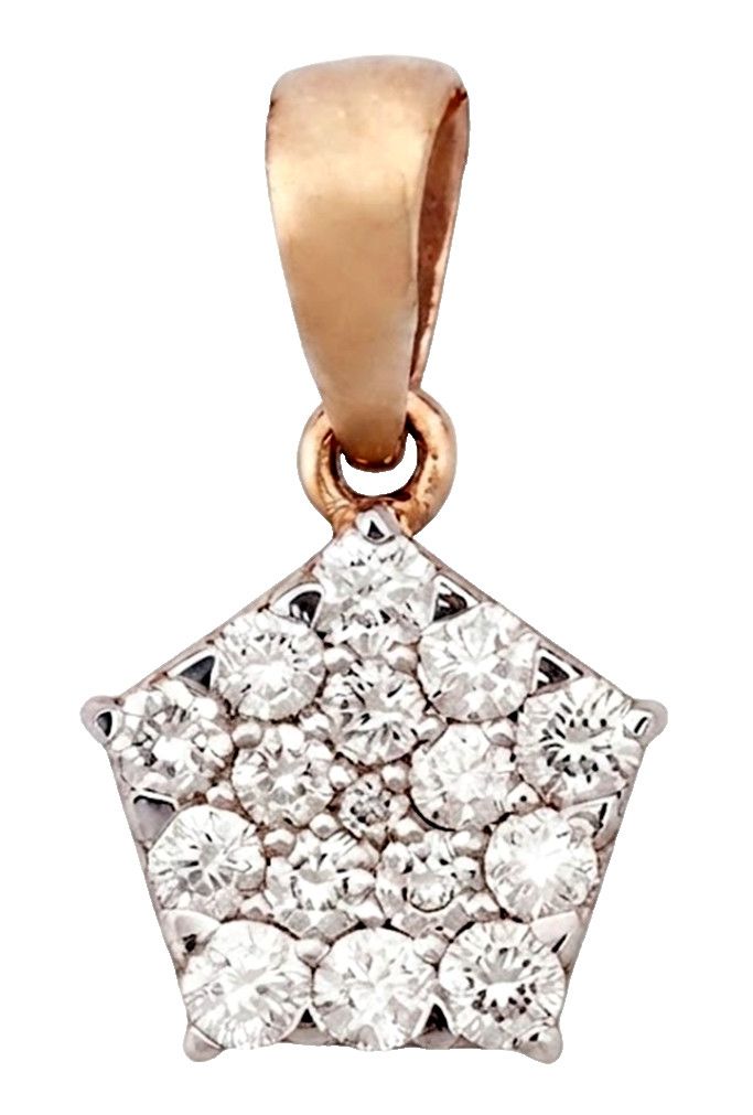 0.40ct Natural Round Diamond 14k BIS Hallmarked Rose Gold Wedding Pendant