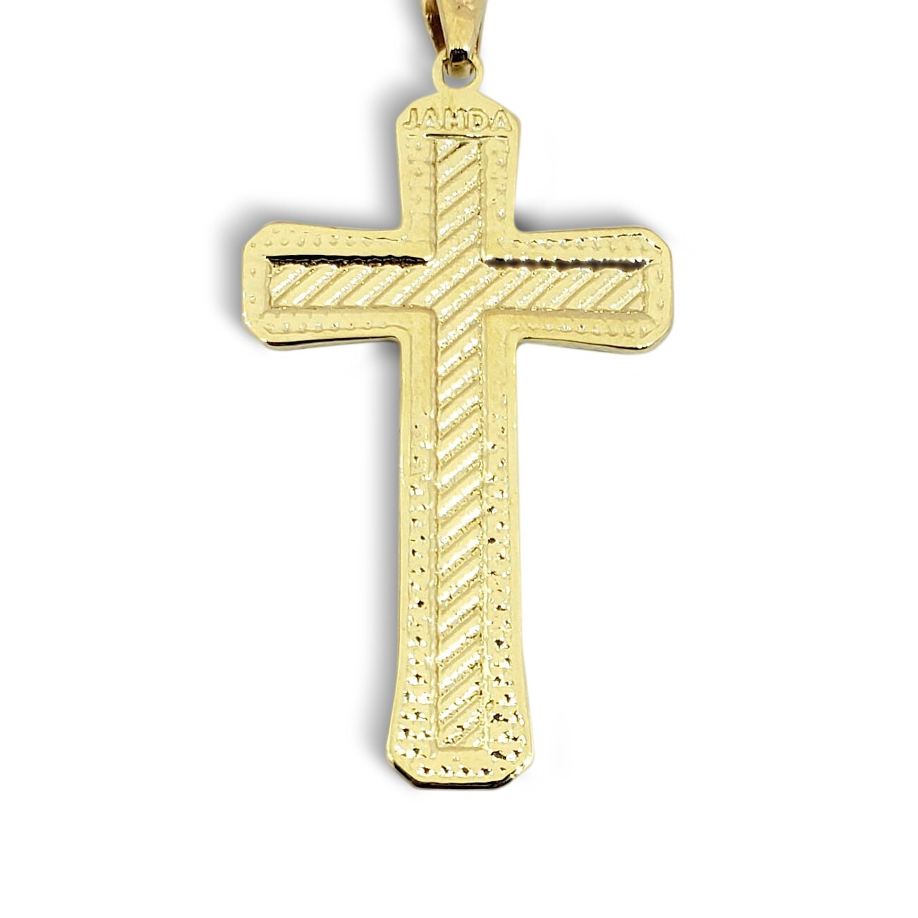 Solid 10K Yellow Gold Diamond Cut Mens Cross Pendant, 3.4 grams, 1.5″ long