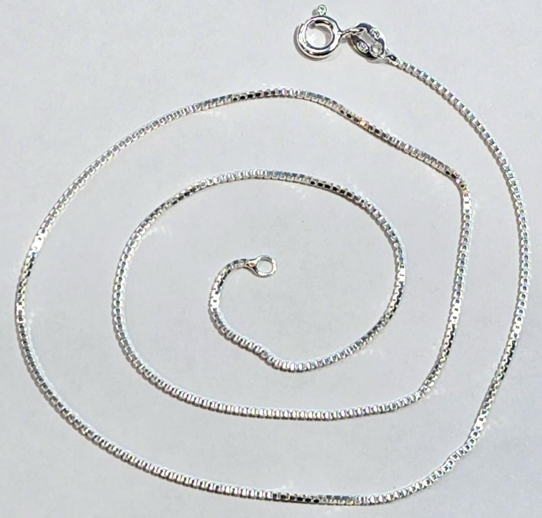 Box Chain 20 inches Long 925 Sterling Silver 1mm Thick made in Italy