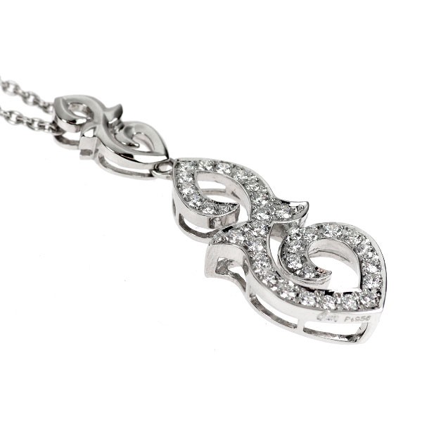 Queen/Queen Pt950 Diamond Pendant Necklace 0.64CT SPRING RING EXTERIOR – Auth fr