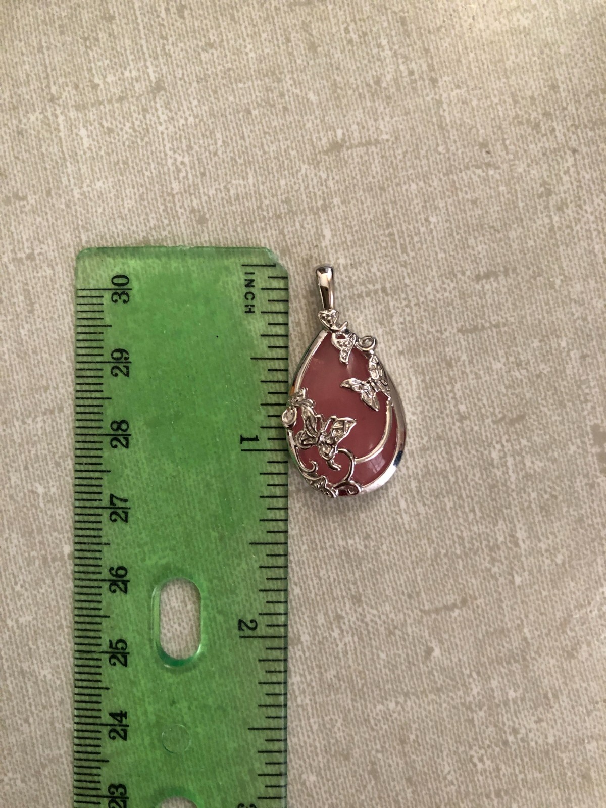 LENA LIU STERLING SILVER ROSE QUARTZ BUTTERFLY PENDANT VERY NICE GOOD CONDITION