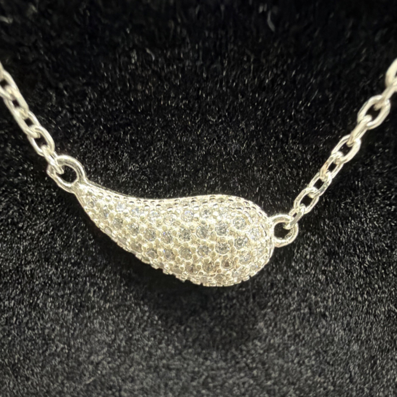 New 925 Sterling Silver Asymmetrical Pendant Necklace 18 inch