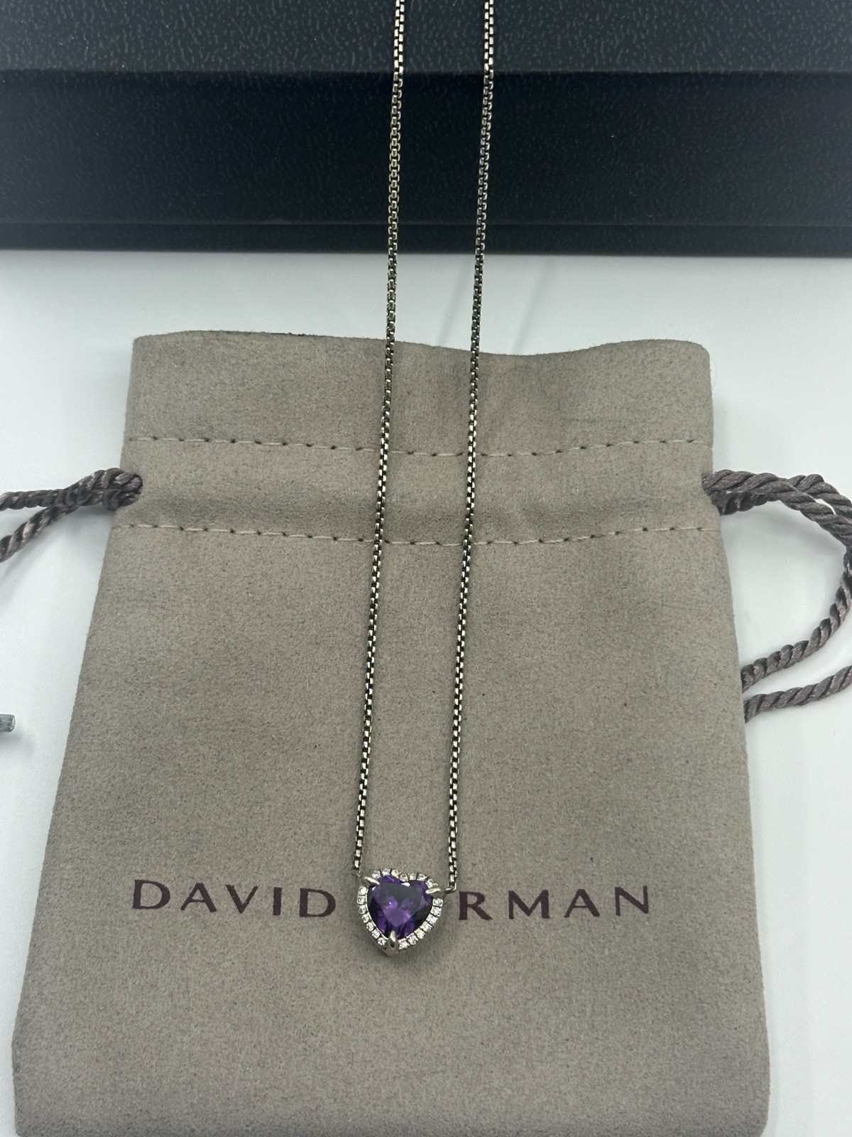 Silver David Yurman Chatelaine Heart Amethyst Necklace