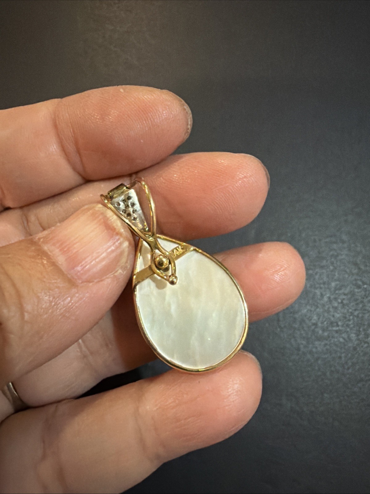 14K Yellow Gold Turquoise MOP & Diamonds Pendant