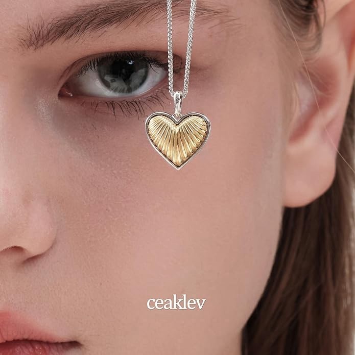925 Solid Sterling Silver Heart Pendant Necklace