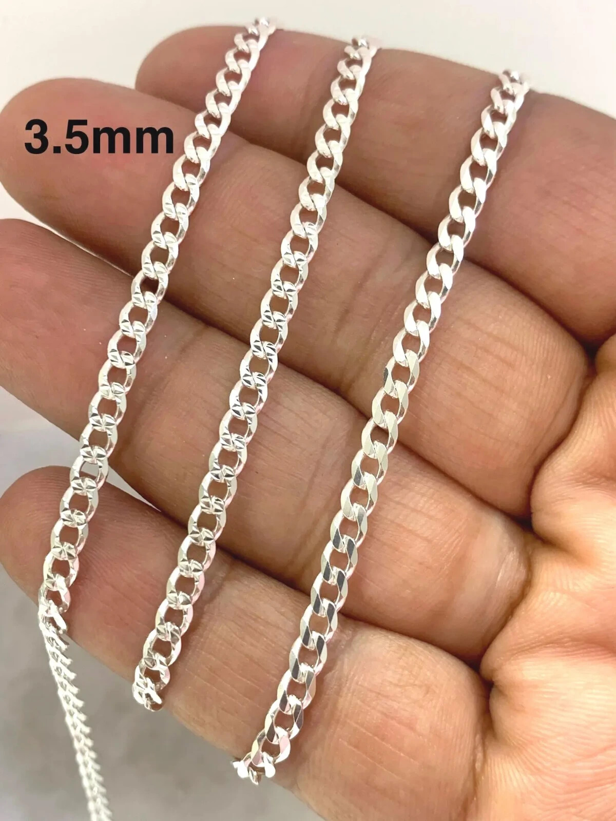 Solid 925 Sterling Real Italian Silver Cuban link Chain Necklace Men and Women