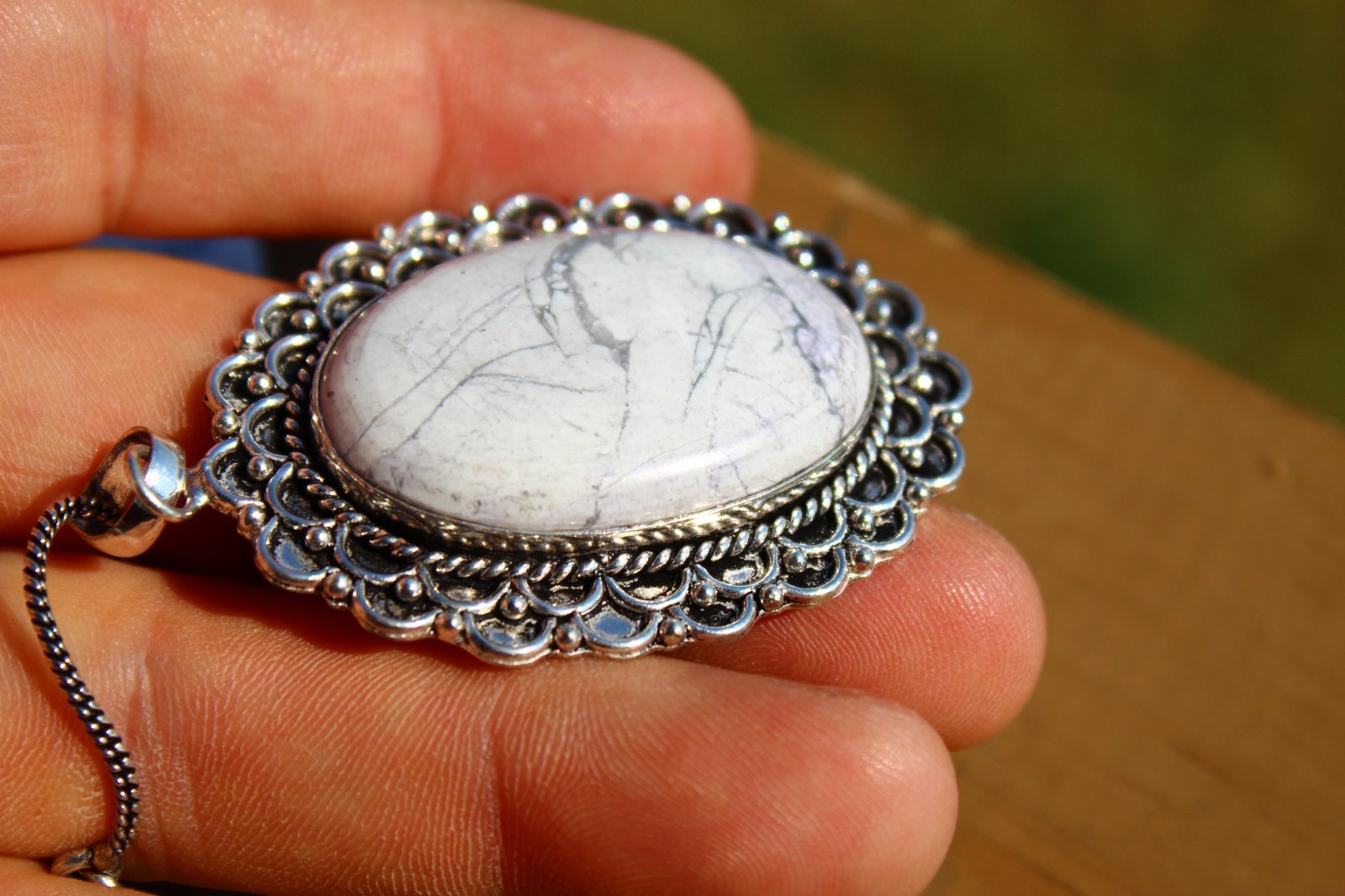Howlite Necklace set in German Silver