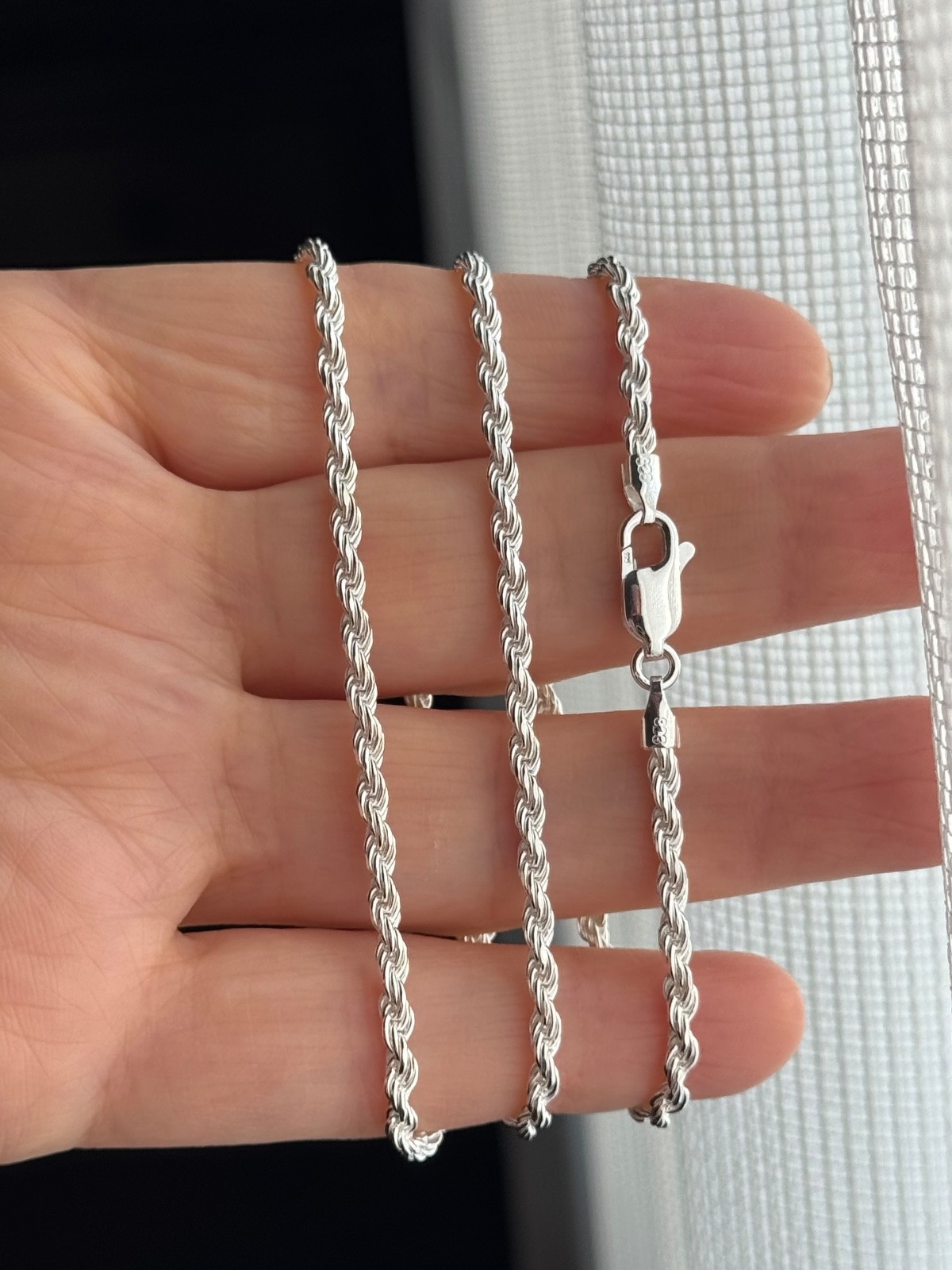 925 Sterling Silver (2.7MM) Solid Rope Chain High Polished