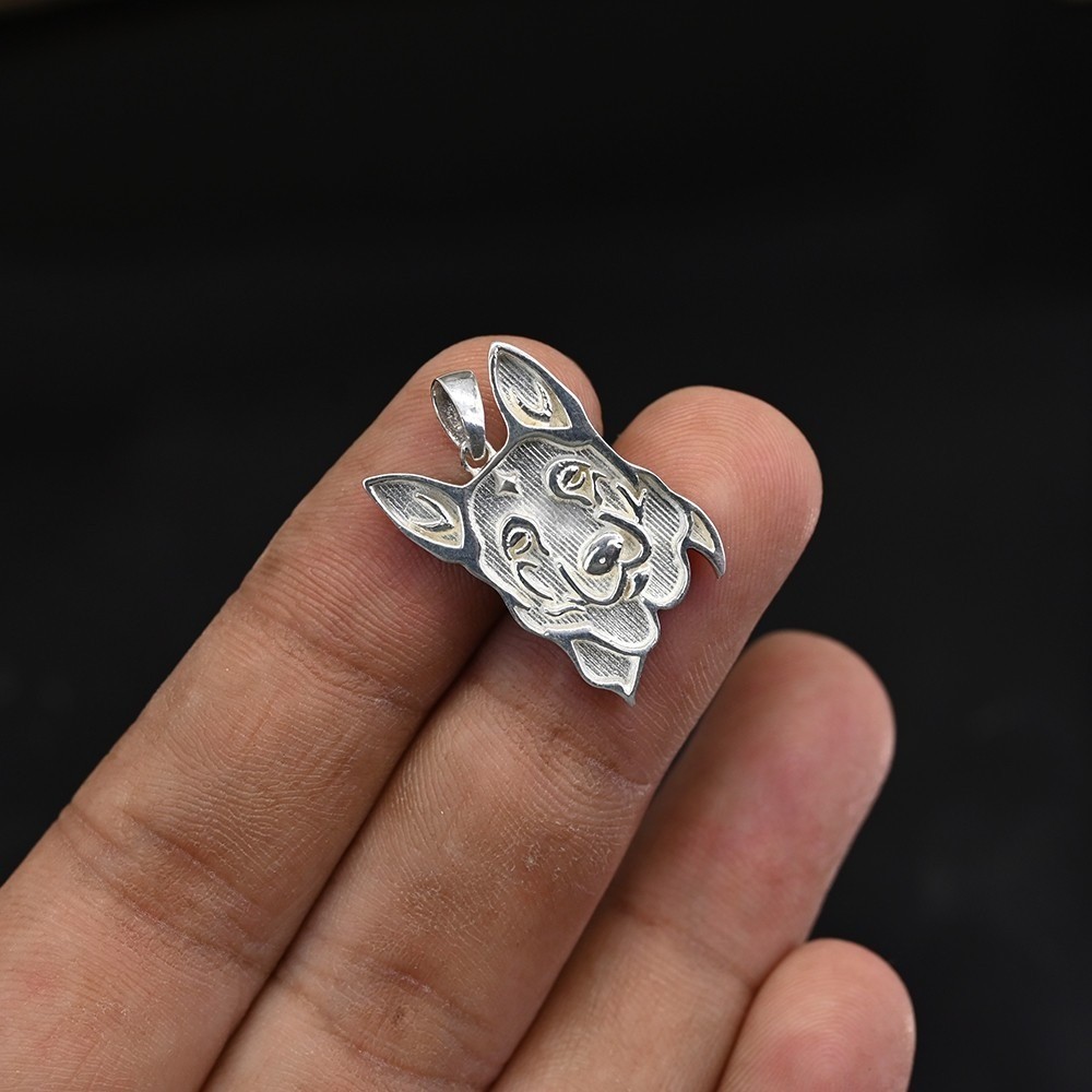 Solid 925 Sterling Silver German Shepherd Dog Face Pendant Blank Bezel Setting