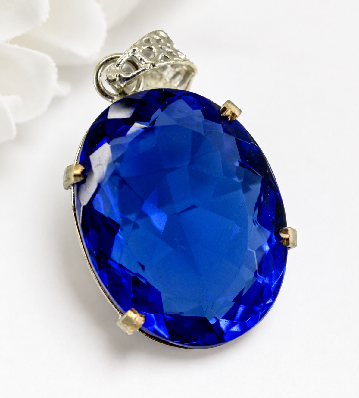 Natural Ravishing Blue Topaz 925 Sterling Solid Silver Oval 73.65 Ct Pendant Gem