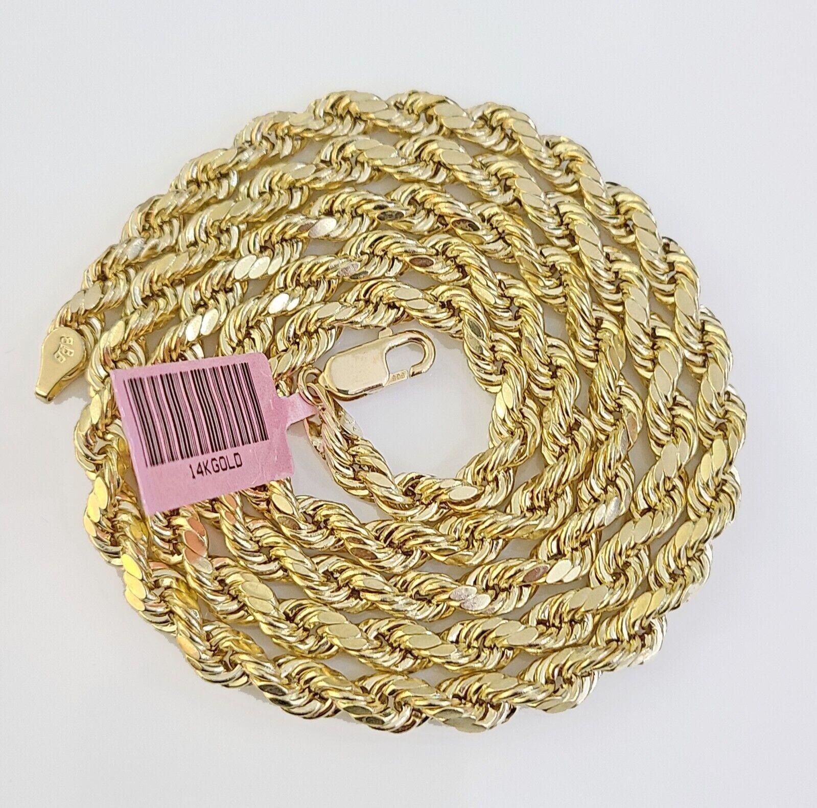 14K Yellow Gold 5mm Rope Chain 20″ Diamond cut necklace Real 14KT