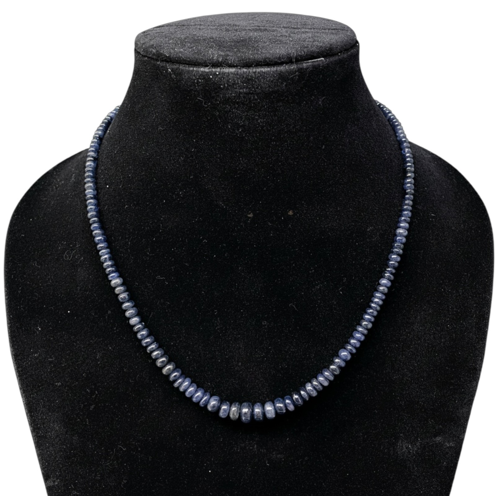 17″ Natural Barma Blue Sapphire Necklace 3.5-8mm Unheated Strand Cabochon Beads
