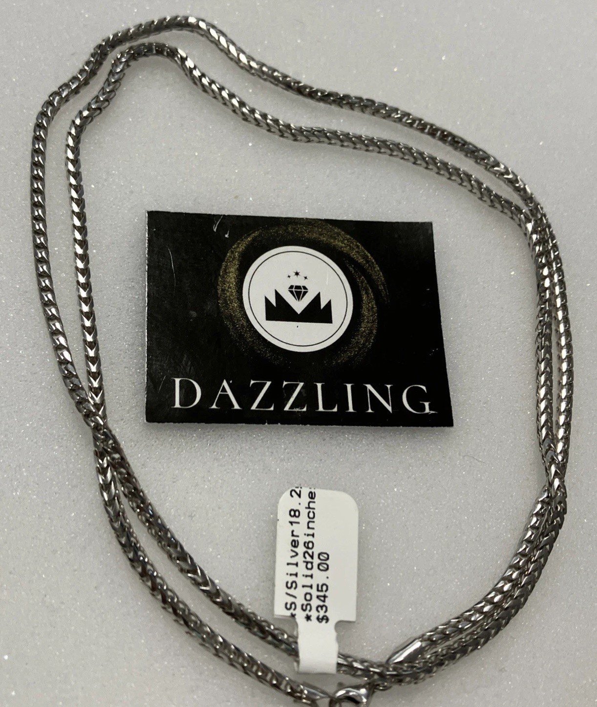 925 Sterling Silver Italy Solid Franco/Foxtail Chain 18grams 2.4mm 26” New w/Tag