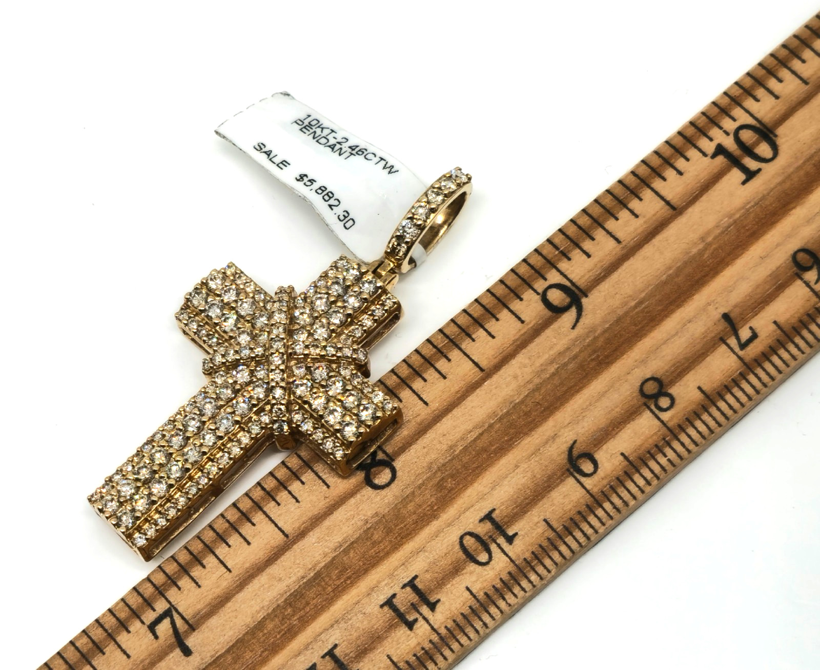 Solid Real 10K Yellow Gold 2.5 Ct Genuine VS/SI Clarity Diamond CROSS Pendant