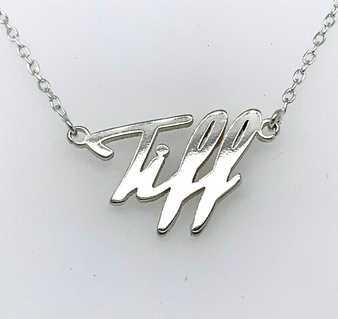 Tiff Name Plate Necklace Pendent Sterling Silver female Personalized Custom