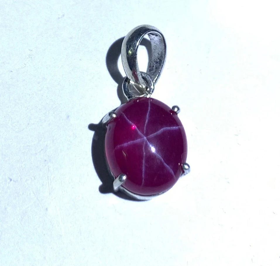 Solid 925 Sterling Silver Beautiful Star Ruby Gemstone Pendant For Men & Women