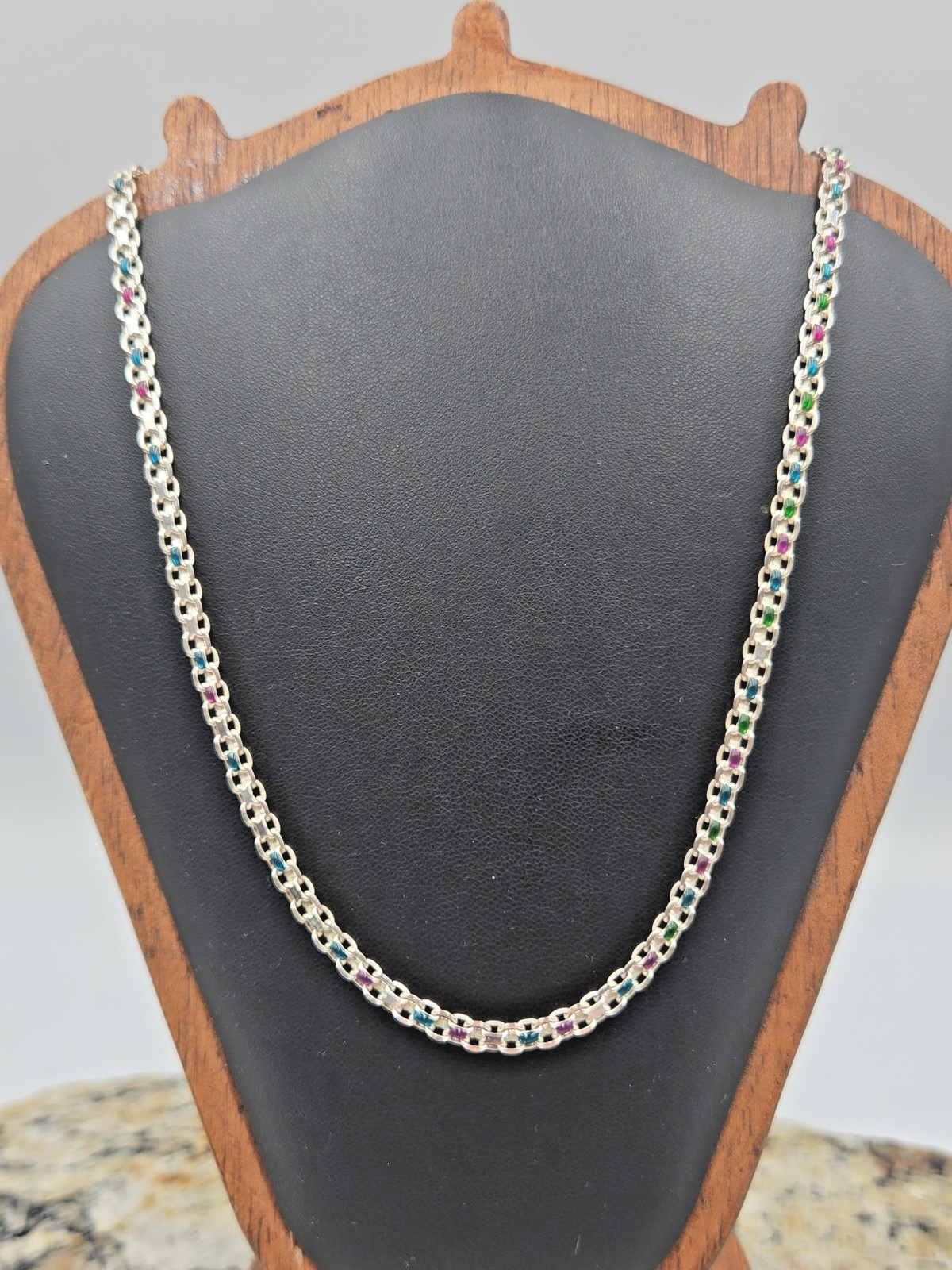 925 Milor Bismark Chain Sterling Silver Multi-Color Enamel