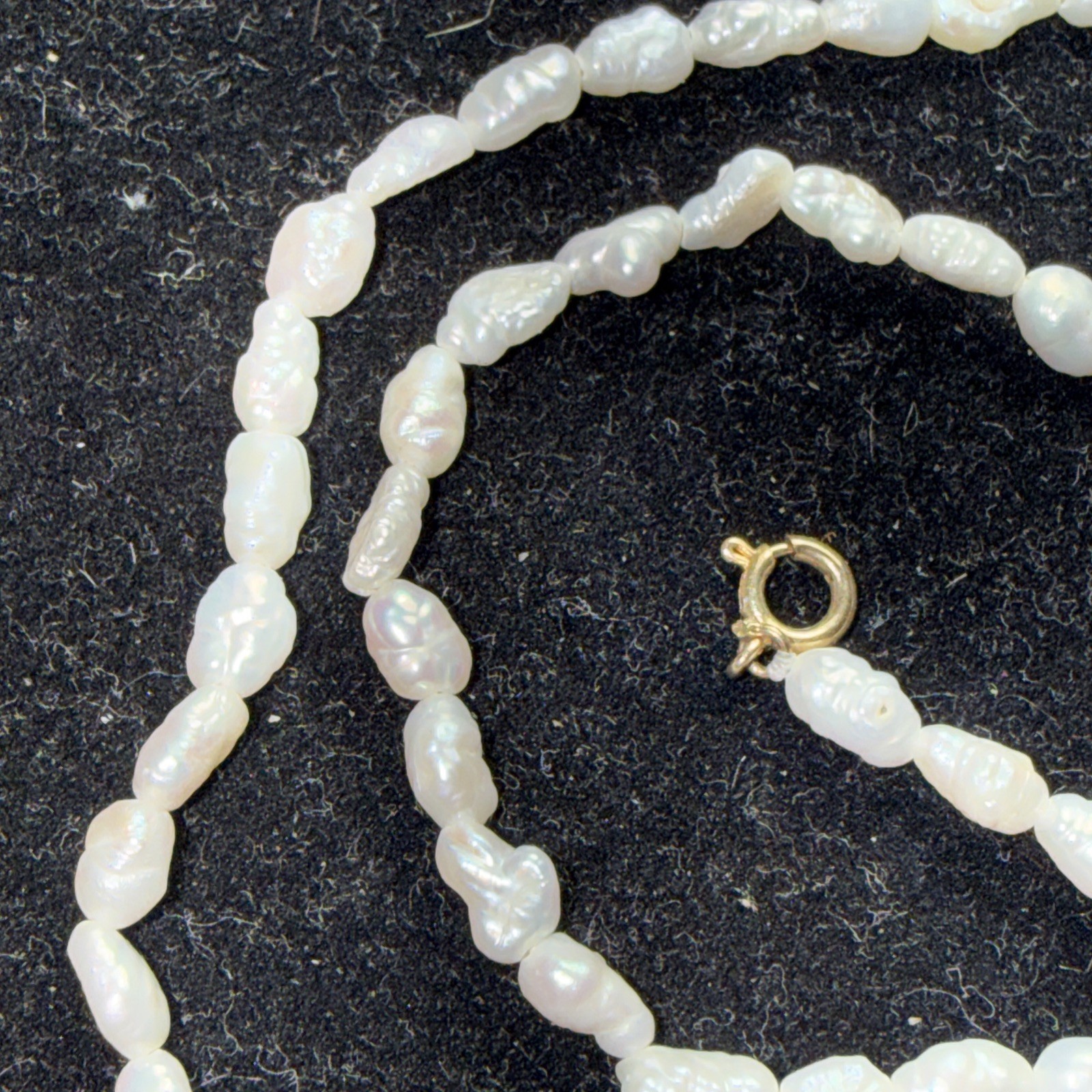 Necklace 14k Gold Cultured Rice Pearl 17” Unused Old Stock Vintage