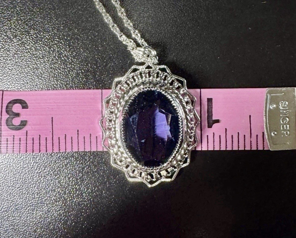 Danecraft Sterling Silver 925 & Blue Topaz Rope Necklace Pendent 24 Inch 9.5 g