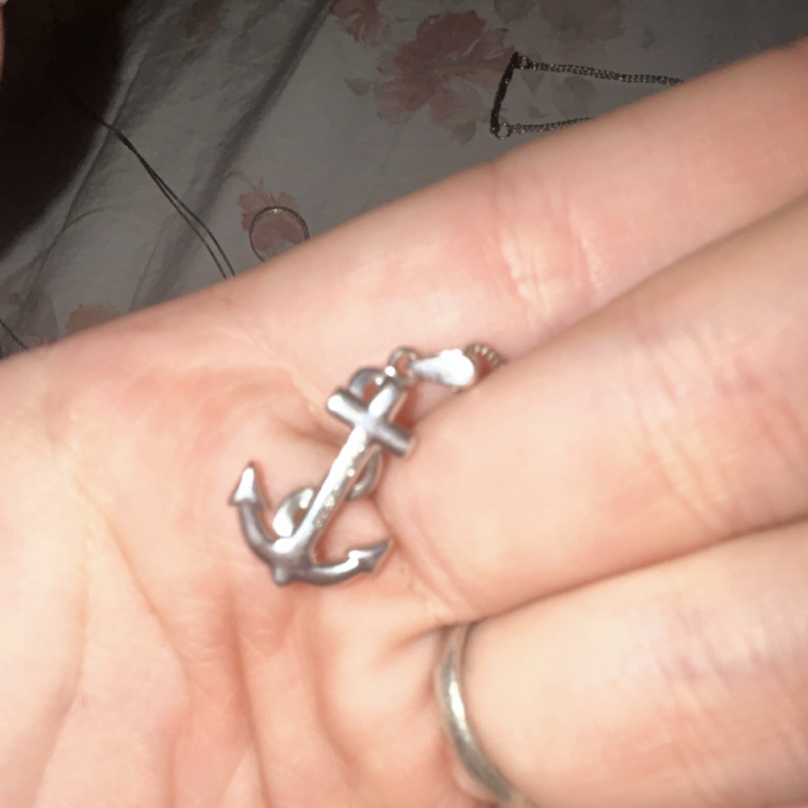 Silver Pendant Necklace Anchor Charm Cable Chain Metal No Stone Sea Life Jewelry