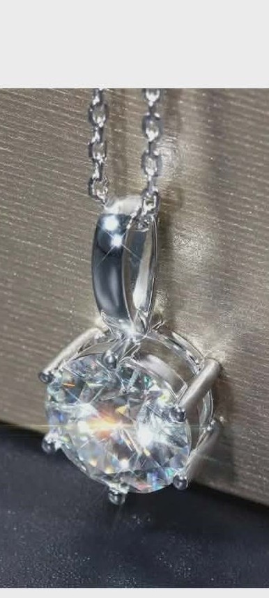 5Ct Treated Diamond Pendant Certified 5 Prong 14K White Gold Jewelry